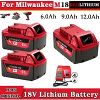 For Milwaukee M18 Power Tool Battery, Charger, BR, XC, 18V, 12.0Ah M18B5, 48-11-1860, Built-in 18650 Battery Very good