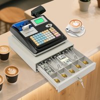 4-Compartments Electronic Cash Register Drawer with Coin Slots Cash Drawer & LED Display for Businesses Market