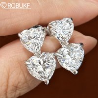 2 Herzförmige Moissanit-Ohrhänger für Damen Funkelnde Labor-Diamanten GRA-Zertifiziert S925 Sterling Silber Hochzeitsschmuck