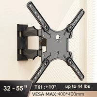 Full Motion TV Mount, Swivel Articulating Tilt TV Wall Mount for 32-55 Inch TVs Wall Mount Bracket VESA 400x400mm Up to 44 LBS
