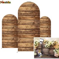 Brown Wooden Texture Arch Cover Background Birthday Wedding Baby Show Backdrop Rustic Farm Party Photo Studio Double-sided Booth