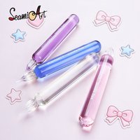 SeamiArt 1pc Short Handle Lovely Glass Dip Pen for Calligraphy Students Writing Stationery Gift for Art Supplies