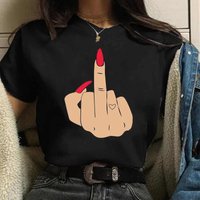 Cartoon Plus Size T-Shirt Women Fashion New Graphic Finger Nail Cute Printed Top Female Tee Shirt Ladies Clothes T-shirts