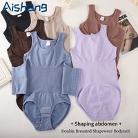 Aishang Bodysuit Shapewear with Zipper Belt Women Tummy Control Faja Full Body Shaper Waist Trainer Slimming Cincher Corset Tops