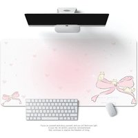 Cute Pink Bow Non-slip Large Table Mat Waterproof PU Leather Protective Game Keyboard Mouse Pad For Dorm Desk Dressing Table Mat