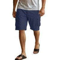2025 New Summer Casual Cotton and Linen Pocket Solid-Color Shorts, Men's Lace-Up Fashionable and Comfortable Beach Cargo Pants