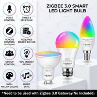 E27 E14 GU10 Zigbee 3.0 Smart Light Bulb RGBCW 2700-6500K LED Lamp Works with Zigbee2MQTT Home Assistant Alexa Echo Plus Yandex