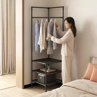 Multifunction Coat Storage Rack Multi-Layer Clothes Organizer Rack Corner Floor Standing Storage Shelf Space-saving Furniture