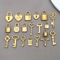 2pcs Stainless Steel Gold Color Key Lock Hearts Charms Couple Pendants for DIY Jewelry Lovers Necklaces Bracelets Making Crafts
