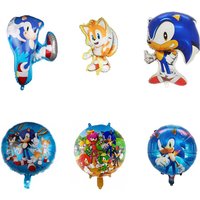 Cartoon Sonic Balloon Blue Glitter Hedgehog Action Figure Toy Anime Baby Shower Birthday Party Decoration Supplies Kids Toy
