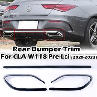 Rear Bumper Trim Strip Gloss Black Chrome Silver Style For Mercedes Benz CLA W118 C118 X118 2019-2023 For AMG Line Sport Model