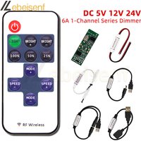 New DC 5-24V 6A 1CH Mini LED Controller Single Color Dimmer with RF 11-Key Remote Control for Constant Voltage PWM Strip Light