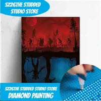 Sz26The Studded 1pc Full Drill Diamond Painting Upside Down Monsters Diamond Animal Full Embroidery Home Decor Gift