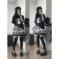 Punk Style Gothic Ball Gown Mesh Skirt Halter Lolita Skirt E-girl Black Gothic Emo Alt Grunge y2k Clothes