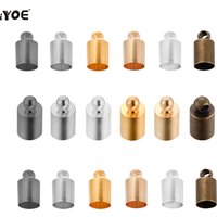IYOE 50 pcs/Lot embouts de cordon rond 2 3 4 5 6 7 8 9 10mm connecteur de capuchon de bouchon d'extrémité à sertir pour la fabrication de bijoux Bracelet collier