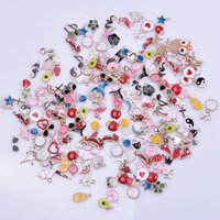 30/50/100pcs Random Mix Cute Animal Flower Heart Bulk Charm Assorted Enamel Charms For Jewelry Making Supplies DIY Accessories