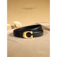 Fashion Designer Women's Belt 2.3CM Genuine Leather Belt Alphabet Gold Buckle Ultra Thin Belt For All Occasions