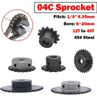 1PCS #25 Chain Drive Sprocket Wheel 12T to 40T Bore 6mm to 20mm Pitch 1/4" 6.35mm For 04C Chain Sprocket Wheel