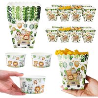8-24Pcs Jungle Safari Popcorn Boxes Zoo Treat Boxes Paper Bowl Jungle Animals Theme Birthday Party Supplies Baby Shower Decor