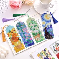 4pcs/pack Vintage Diamond Painting Bookmarks Kit Set Large Size Creative Diamond Paste Round Diamond Sparkling Designs Bookmarks