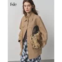 FSLE 2025 New Fall Women Vintage Baren Style Workwear Jacket Oversize Lapel Coat Retro Loose Fit Utility Jacket Outerwear Jacket