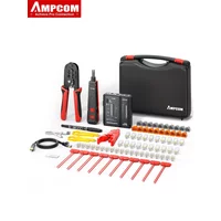 AMPCOM Network Tool Kit, Lan Tester RJ45 Crimper Cat6 CAT5E Connectors RJ11 Punch Down Tool Wire Stripper Pliers Ethernet Cable