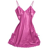 Satin Nightgown Lace Bowknot Chemises Slip Dress For Women