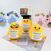 Positive Energy Pocket Hug Handmade Crochet Doll Smiling PotatoCute Little Duck Knitted Plush Emotional Handmade Holiday Gift