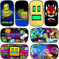 Funny Cartoon Geometry Dash Pencil Case Makeup Box High Capacity Pencil Bag Students School Supplies Stationery Bag Kids Gifts