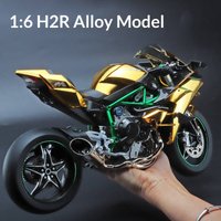 XLG Super-Sized 1:6 Kawasaki Ninja H2R Superbike - Alloy Model with Ignition Start & Realistic Smoke Effect Collectible Gift