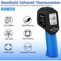 HP-1880 Infrared Thermometer - Non-Contact Hand Hold Digital Temperature Gun With Adjustable Emissivity And Dual Laser Targeting