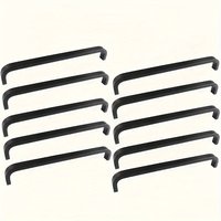 10Pcs Black Space Aluminum Cabinet Handles Stylish Kitchen Drawer Pulls Kitchen Door Cabinet Straight Knobs Furniture Hardware