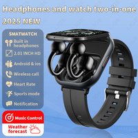 New Smart Watch Open-back Cip-on Headphones 2 in 1 For Men Women 2.01โ HD Screen Massive Watch Faces Bluetooth Call Smartwatch