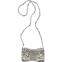 New handmade silver flat bead woven chain mobile phone bag, coin purse, crossbody women's bag, mini design casual bag