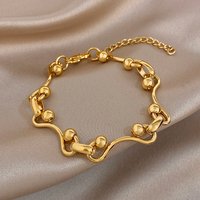 New Gold Plated Stainless Steel Bracelet Goldem Unique Design Thick Chain Adjustable Stylish Versatile Perfect For Daily Wear