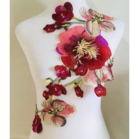 1Pc Flower Embroidery Applique For DIY Clothing Dress Sewing On Accessories Patches Wedding Dress Appliques 56*36cm