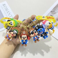 Cartoon Pirate-Themed Stitch Mickey Minnie Donald Duck Car Keychain Figurines Car Keychain Pendants and Decorative Accessories