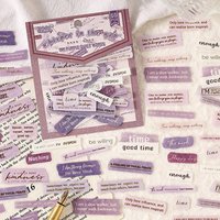 1pack/50pcs Vintage English Letters Phrases Sticker Pack,DIY Handmade Album Scrapbooking Decorative Paper Supplies