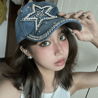 Women Artificial Pearl Diamond Star Y2K Style Chapeau Femme Baseball Cap Hip-Pop Bone Baseball Cap Casquette Hat Baseball Hats