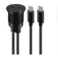 USB 2.0 3.0 3.1 Type C Male to Female Car Mount Flush Cable Waterproof Extension Dual 2 Port for Car Truck Boat Motorcy Panel 1M