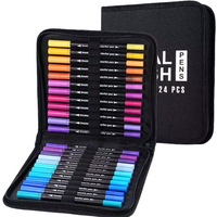 Dual-Tip Brush & Fineliner Marker Pens Set | Watercolor Felt Tip Art Markers for Calligraphy, Drawing & Sketching