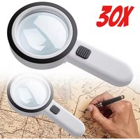 1 Set Magnifying Glass with Light, 30X Handheld Large Magnifying Glass With 12 LED Illuminated Lighted Magnifier