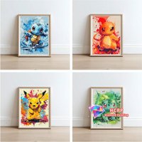 2026 New Pikachu Charmander Bulbasaur Squirtle Diamond Painting Kit Square Round Diamond 5D DIY Mosaic Handmade Art Unique Gift