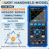 OWON HDS200/HDS2000 Series Handheld 3-in-1 Digital Oscilloscope, Signal Generator, Multimeter | 100MHz Bandwidth, 2 Channels
