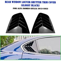 For Alfa Romeo Giulia 2015-2024 Rear Side Window Louver Shutter Trim Cover Carbon Fiber Look/Gloss Black Windshield Sun Shade