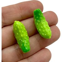 5/10pcs Mini Resin Green Cucumber Miniatures, Flat backed Cabochons for Craft Making, Micro Landscape DIY Decoration Accessory
