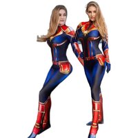 New Movie Marvel Cosplay Costume Captain Marvel Superhero Bodysuit Carnival Theme Party Role Playing Outfits for Adult Women