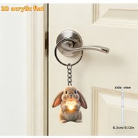2D flat acrylic cute rabbit keychain car keychain multifunctional keychain decoration