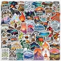 50-Pack Waterproof Outdoor Camping Hiking Graffiti Stickers Notebook Stationery Guitar Luggage Computer Car Decor Decals