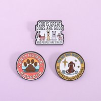 Cartoon punk puppy brooch enamel pin cute round brooch bag lapel badge jewelry gift for friends